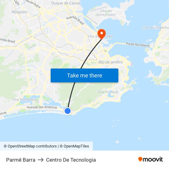 Parmê Barra to Centro De Tecnologia map