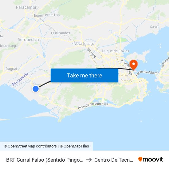 BRT Curral Falso (Sentido Pingo D'Água) to Centro De Tecnologia map