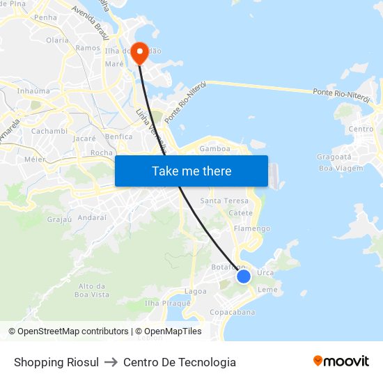 Shopping Riosul to Centro De Tecnologia map