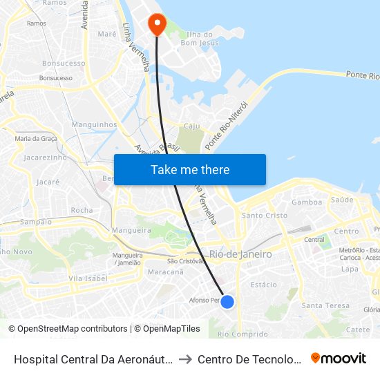 Hospital Central Da Aeronáutica to Centro De Tecnologia map