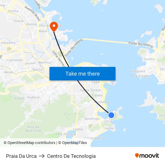 Praia Da Urca to Centro De Tecnologia map