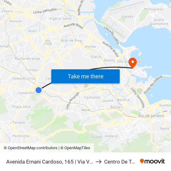 Avenida Ernani Cardoso, 165 | Via Viaduto De Cascadura to Centro De Tecnologia map