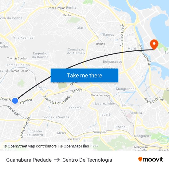 Guanabara Piedade to Centro De Tecnologia map