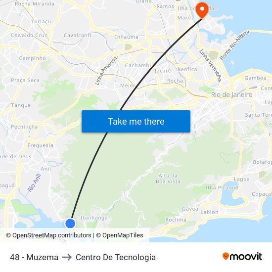 48 - Muzema to Centro De Tecnologia map