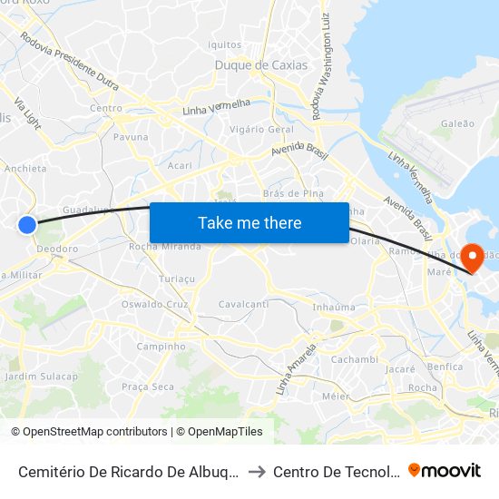 Cemitério De Ricardo De Albuquerque to Centro De Tecnologia map