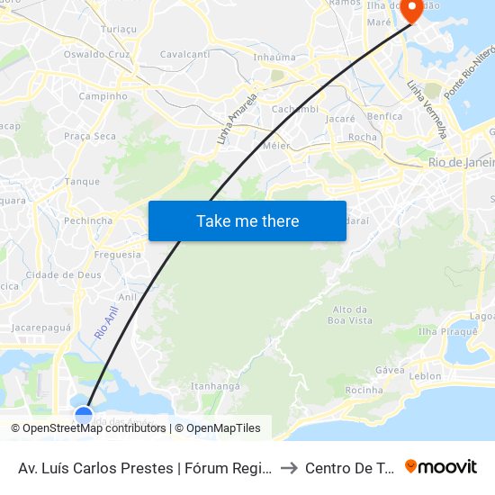 Av. Luís Carlos Prestes | Fórum Regional Da Barra Da Tijuca to Centro De Tecnologia map