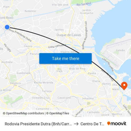 Rodovia Presidente Dutra (Bnh/Carrefour De Belford Roxo) to Centro De Tecnologia map