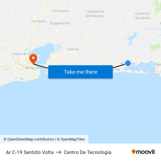 Ar C-19 Sentido Volta to Centro De Tecnologia map