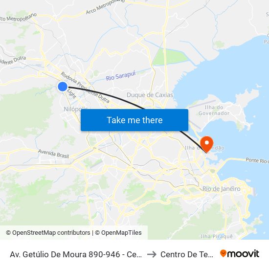Av. Getúlio De Moura 890-946 - Centro Nova Iguaçu to Centro De Tecnologia map