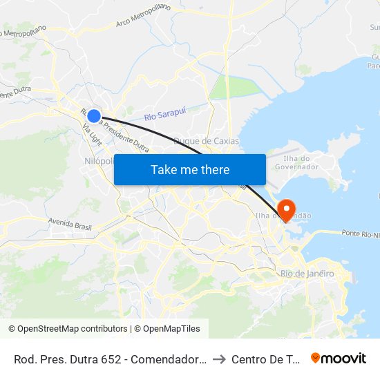 Rod. Pres. Dutra 652 - Comendador Soares Nova Iguaçu to Centro De Tecnologia map
