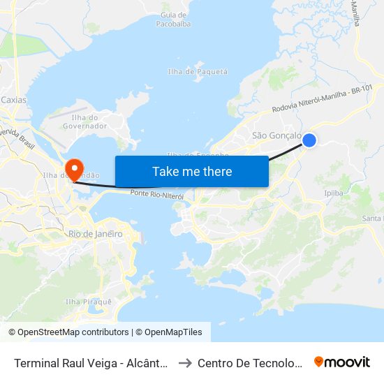Terminal Raul Veiga - Alcântara to Centro De Tecnologia map