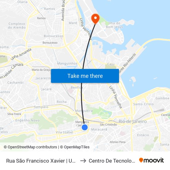 Rua São Francisco Xavier | UERJ to Centro De Tecnologia map