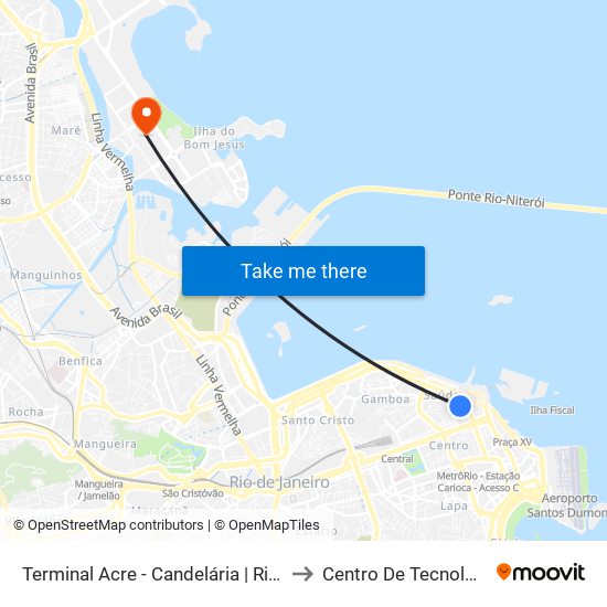 Terminal Acre - Candelária | Rio Ita to Centro De Tecnologia map