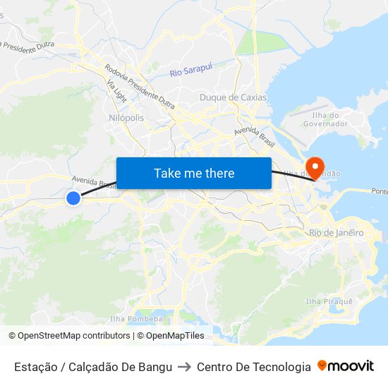 Estação / Calçadão De Bangu to Centro De Tecnologia map