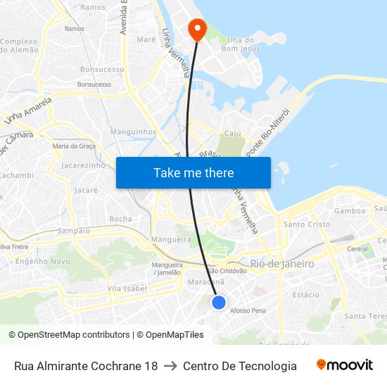 Rua Almirante Cochrane 18 to Centro De Tecnologia map