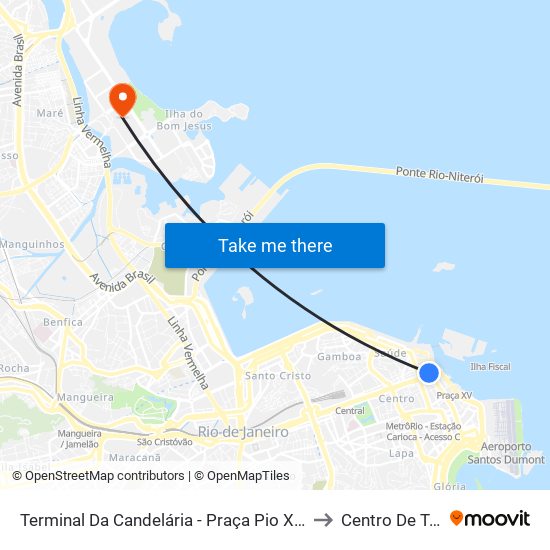 Terminal Da Candelária  - Praça Pio X (Linhas 209, 220 E 275) to Centro De Tecnologia map