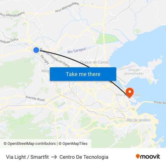 Via Light / Smartfit to Centro De Tecnologia map