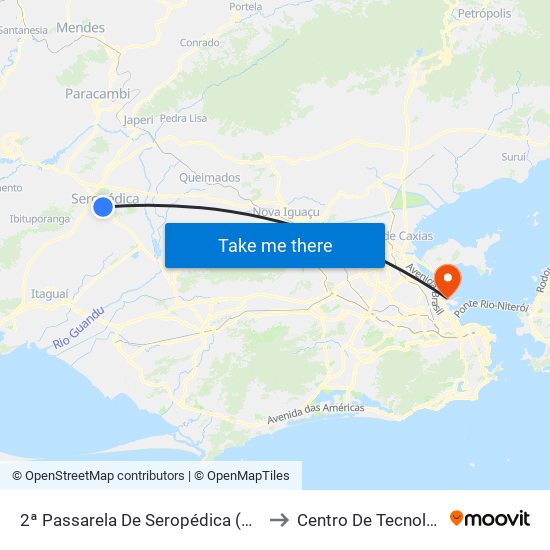 2ª Passarela De Seropédica (Rua 7) to Centro De Tecnologia map