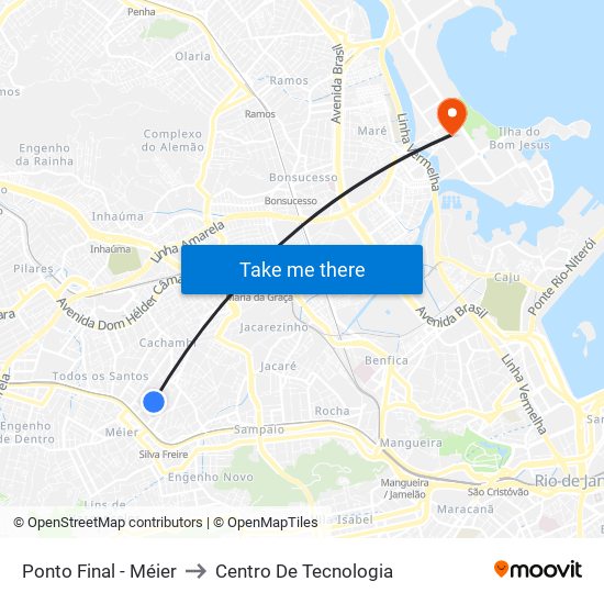 Ponto Final - Méier to Centro De Tecnologia map