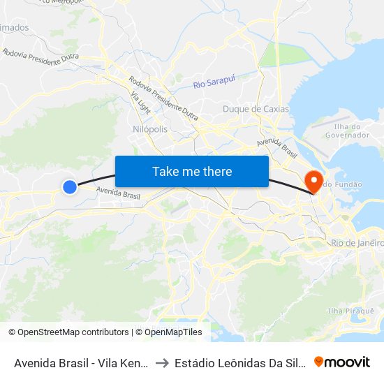 Avenida Brasil - Vila Kennedy (Praça Miami) to Estádio Leônidas Da Silva - Bonsucesso Fc map