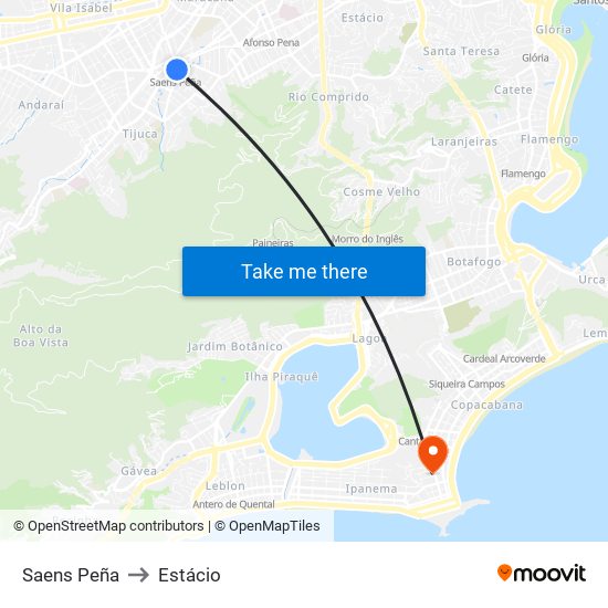 Saens Peña to Estácio map