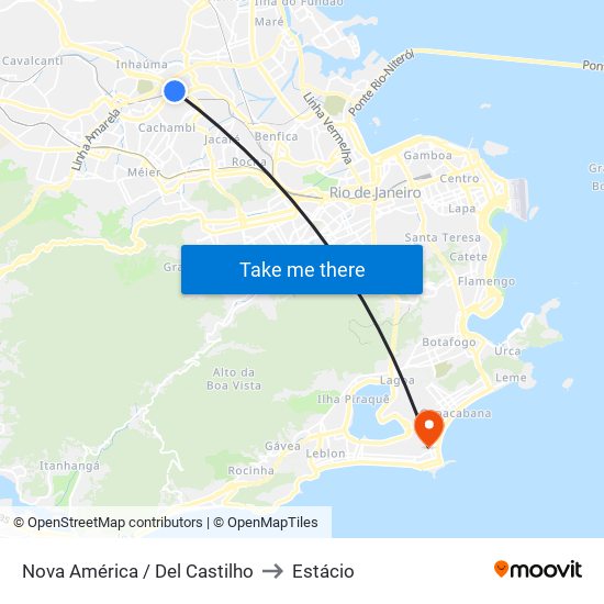 Nova América / Del Castilho to Estácio map