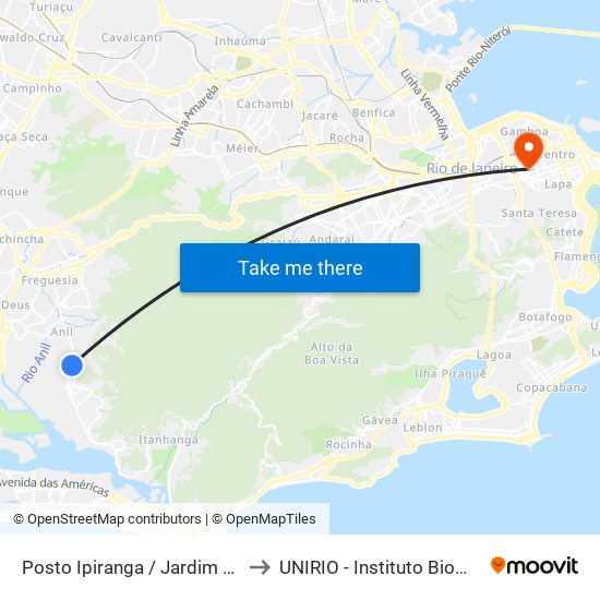 Posto Ipiranga / Jardim Clarice to UNIRIO - Instituto Biomédico map