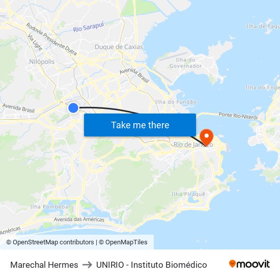Marechal Hermes to UNIRIO - Instituto Biomédico map