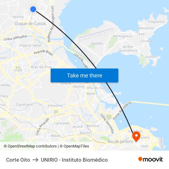 Corte Oito to UNIRIO - Instituto Biomédico map