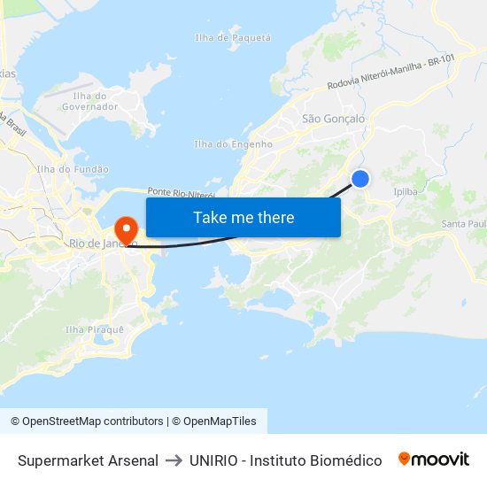 Supermarket Arsenal to UNIRIO - Instituto Biomédico map