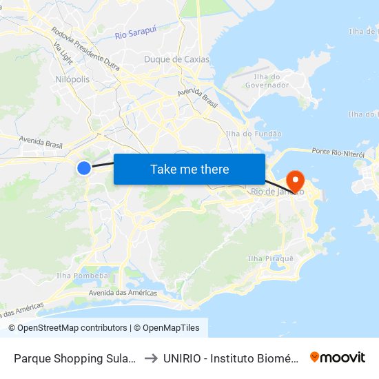 Parque Shopping Sulacap to UNIRIO - Instituto Biomédico map