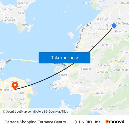 Partage Shopping Entrance Centro São Gonçalo - Rio De Janeiro 24445 Brasil to UNIRIO - Instituto Biomédico map