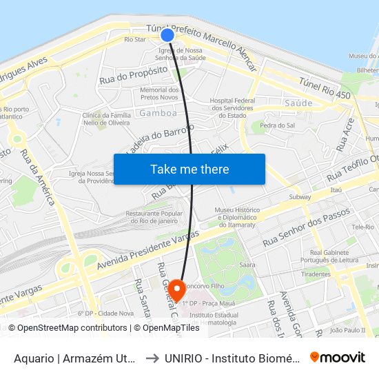 Aquario | Armazém Utopia to UNIRIO - Instituto Biomédico map