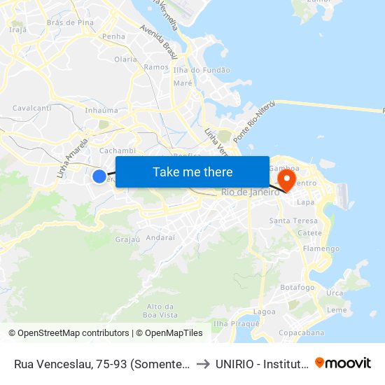 Rua Venceslau, 75-93 (Somente Domingos E Feriados) to UNIRIO - Instituto Biomédico map