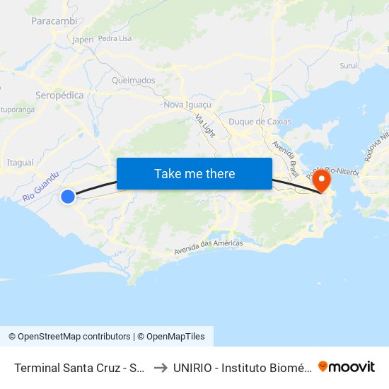 Terminal Santa Cruz - Sv870 to UNIRIO - Instituto Biomédico map