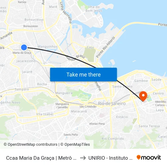 Ccaa Maria Da Graça | Metrô Maria Da Graça to UNIRIO - Instituto Biomédico map