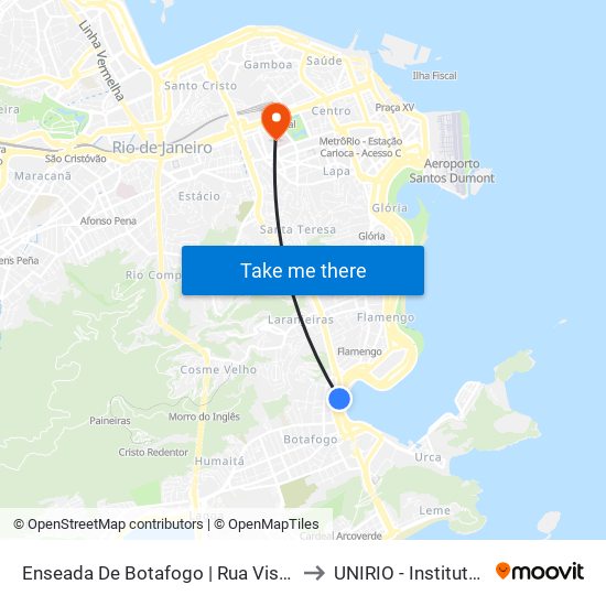 Enseada De Botafogo | Rua Visconde De Ouro Preto to UNIRIO - Instituto Biomédico map