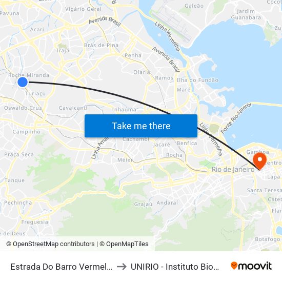 Estrada Do Barro Vermelho, 21 to UNIRIO - Instituto Biomédico map