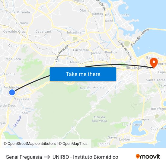 Senai Freguesia to UNIRIO - Instituto Biomédico map