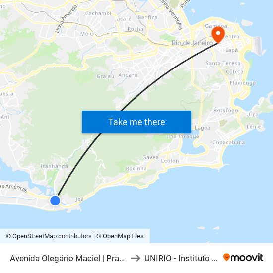 Avenida Olegário Maciel | Praça Euvaldo Lodi to UNIRIO - Instituto Biomédico map