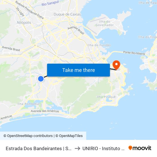 Estrada Dos Bandeirantes | Subway Taquara to UNIRIO - Instituto Biomédico map