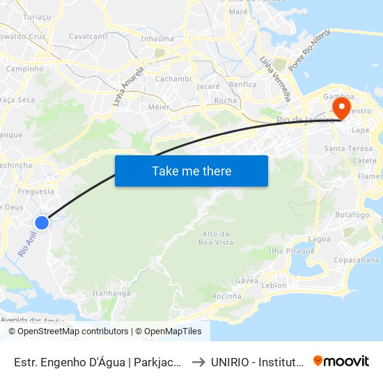 Estr. Engenho D'Água | Parkjacarepaguá (Acesso 2) to UNIRIO - Instituto Biomédico map