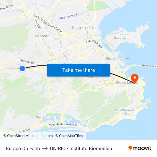 Buraco Do Faim to UNIRIO - Instituto Biomédico map