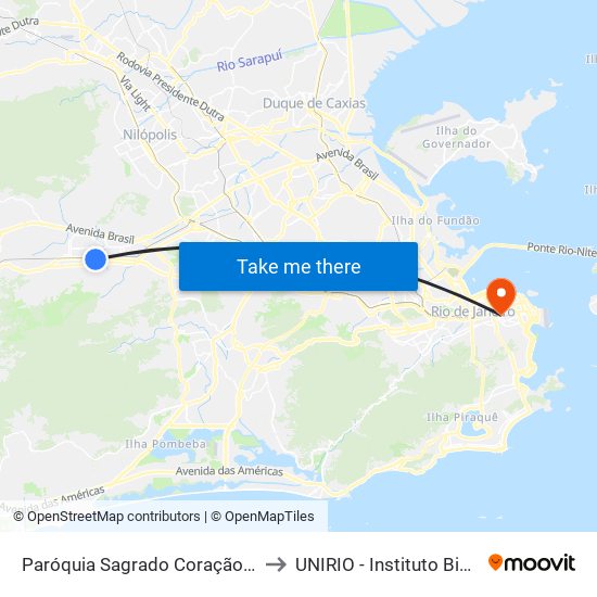 Paróquia Sagrado Coração De Jesus to UNIRIO - Instituto Biomédico map