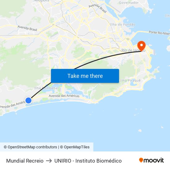 Mundial Recreio to UNIRIO - Instituto Biomédico map