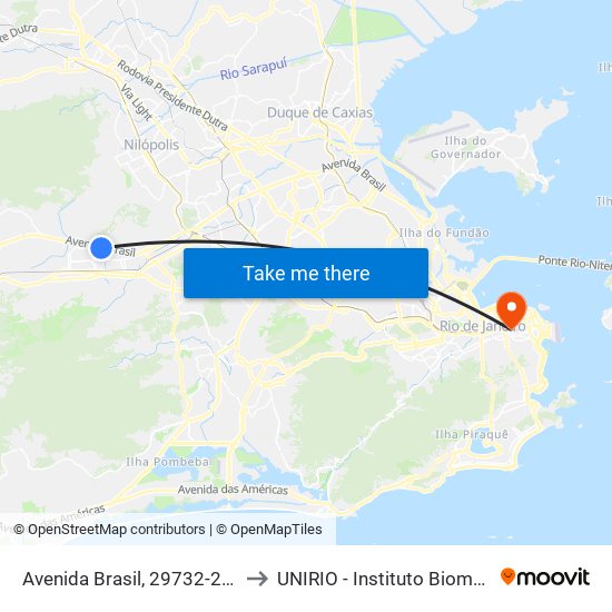 Avenida Brasil, 29732-29850 to UNIRIO - Instituto Biomédico map