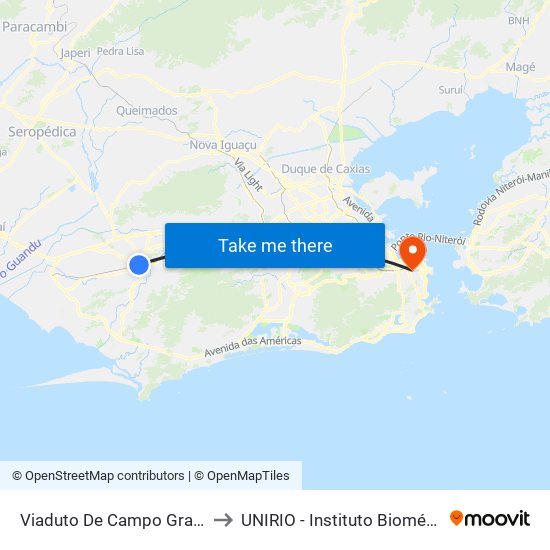 Viaduto De Campo Grande to UNIRIO - Instituto Biomédico map