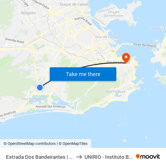 Estrada Dos Bandeirantes | BRT Curicica to UNIRIO - Instituto Biomédico map