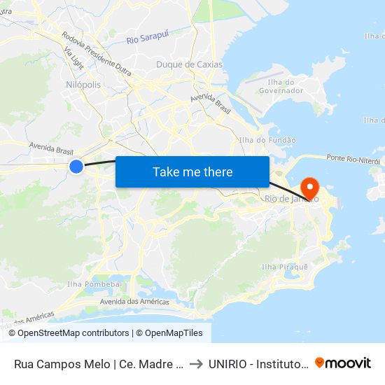 Rua Campos Melo | Ce. Madre Teresa De Calcutá to UNIRIO - Instituto Biomédico map