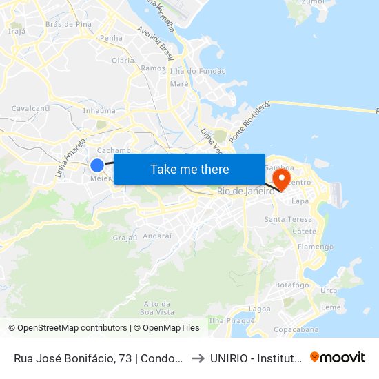 Rua José Bonifácio, 73 | Condomínio East Side Meier to UNIRIO - Instituto Biomédico map